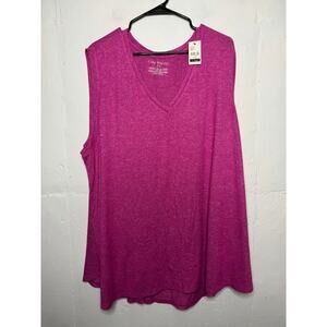 NEW Lane Bryant Stretch Jersey Fuschia V Neck Sleeveless Tank Top Size 26/28